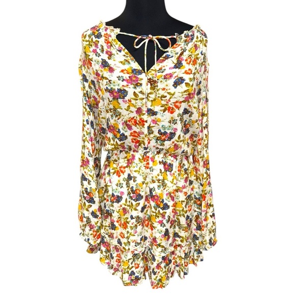 Jessica Simpson Bohemian Whimsical Floral Peasant Mini Summer Dress M - Picture 1 of 9